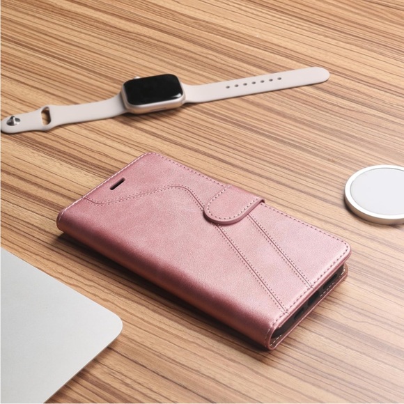 New for iPhone 12/iPhone 12 Pro Wallet Case iPhone 12/iPhone 12 Pro B-Rose Gold - Picture 6 of 10